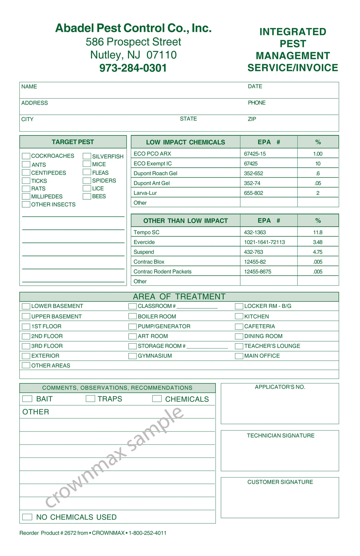 Pest Control Invoices * Invoice Template Ideas