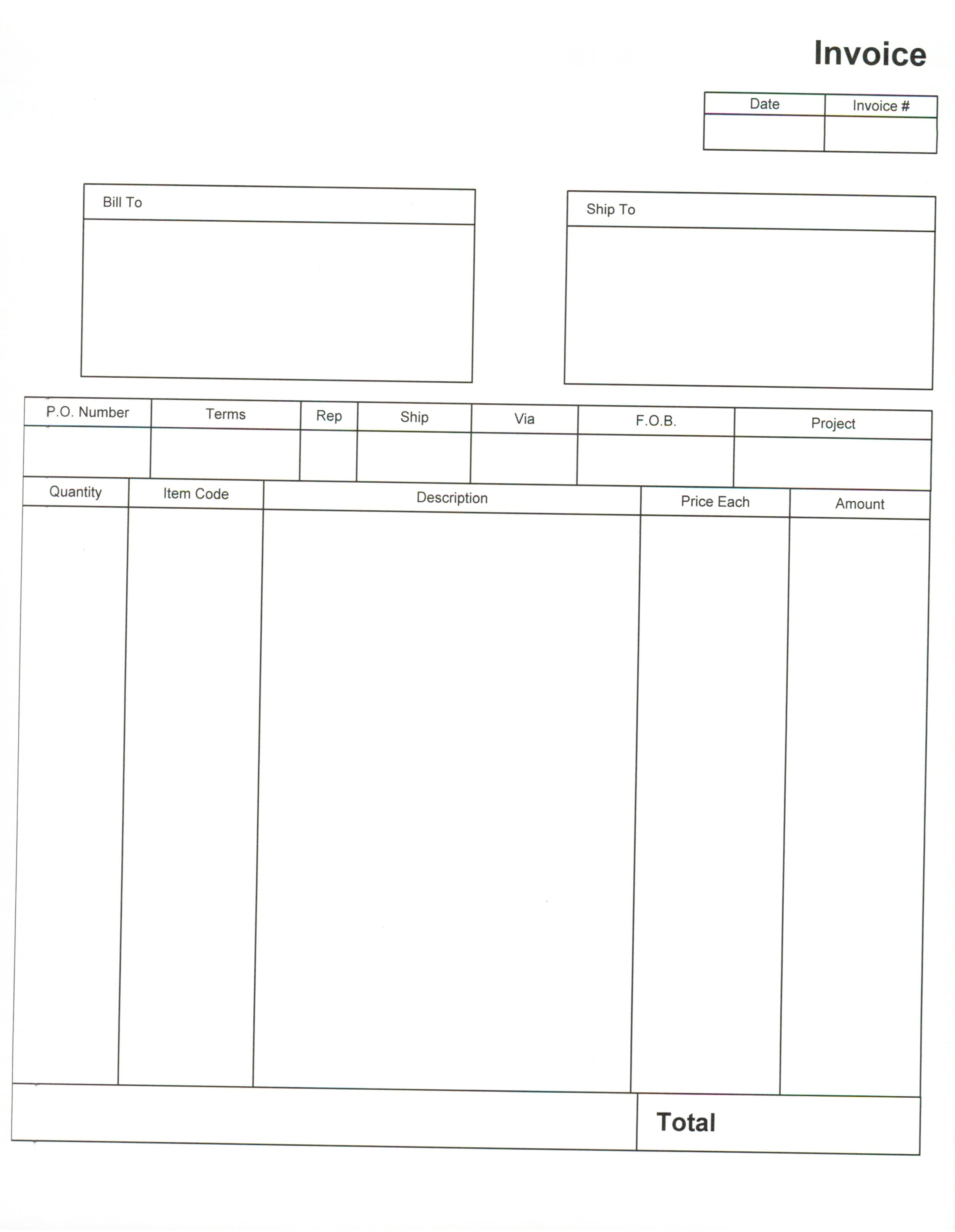 Printable Blank Basic Invoice