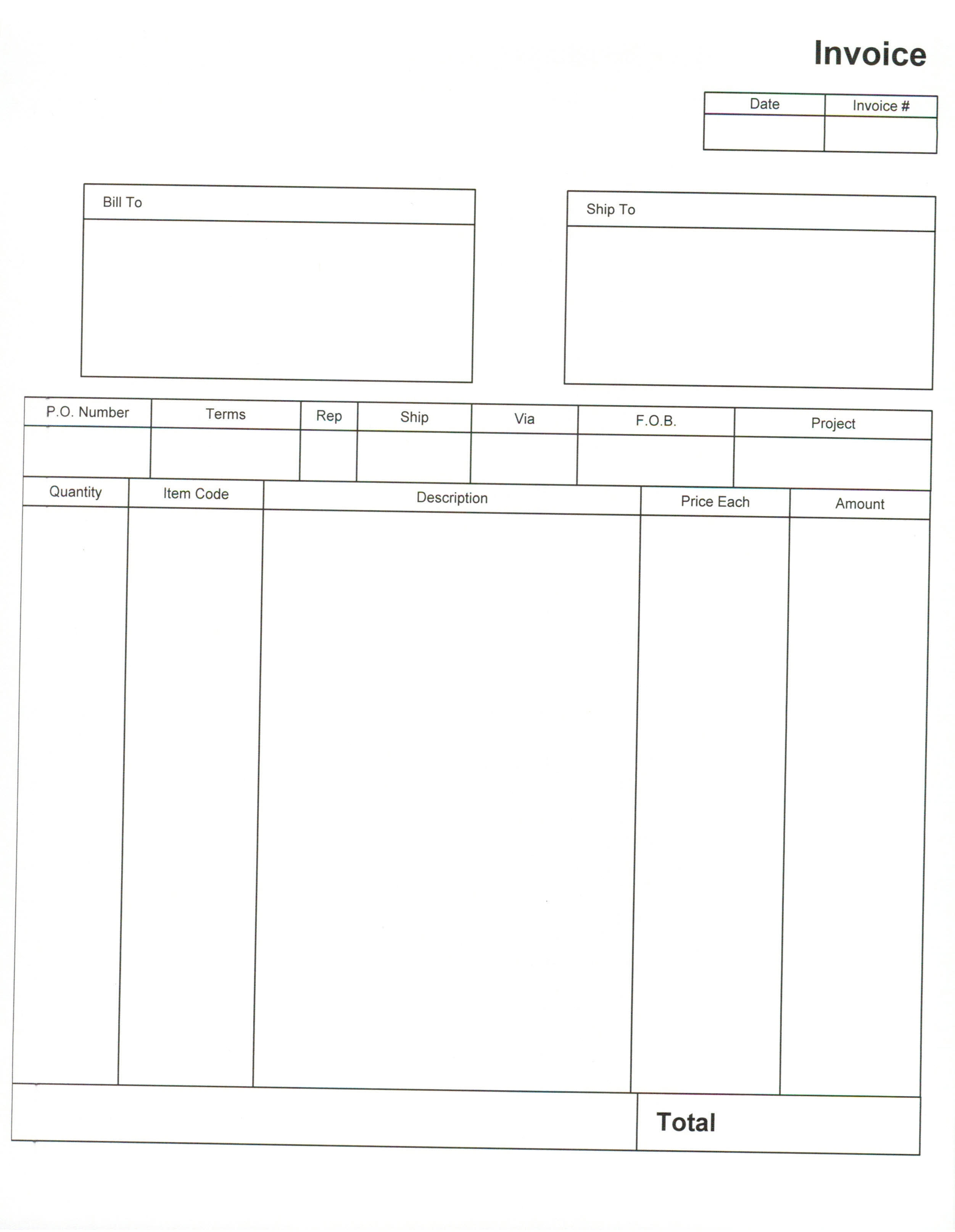 Printable Blank Invoices Template Business Psd Excel Word Pdf Blank