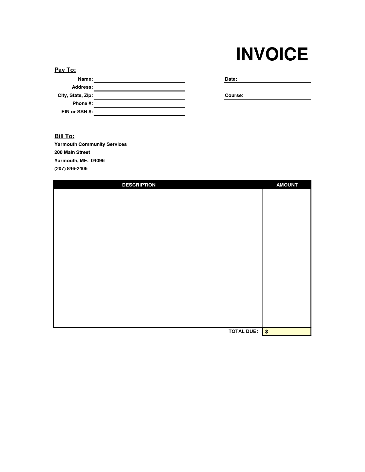 Blank Invoices To Print * Invoice Template Ideas