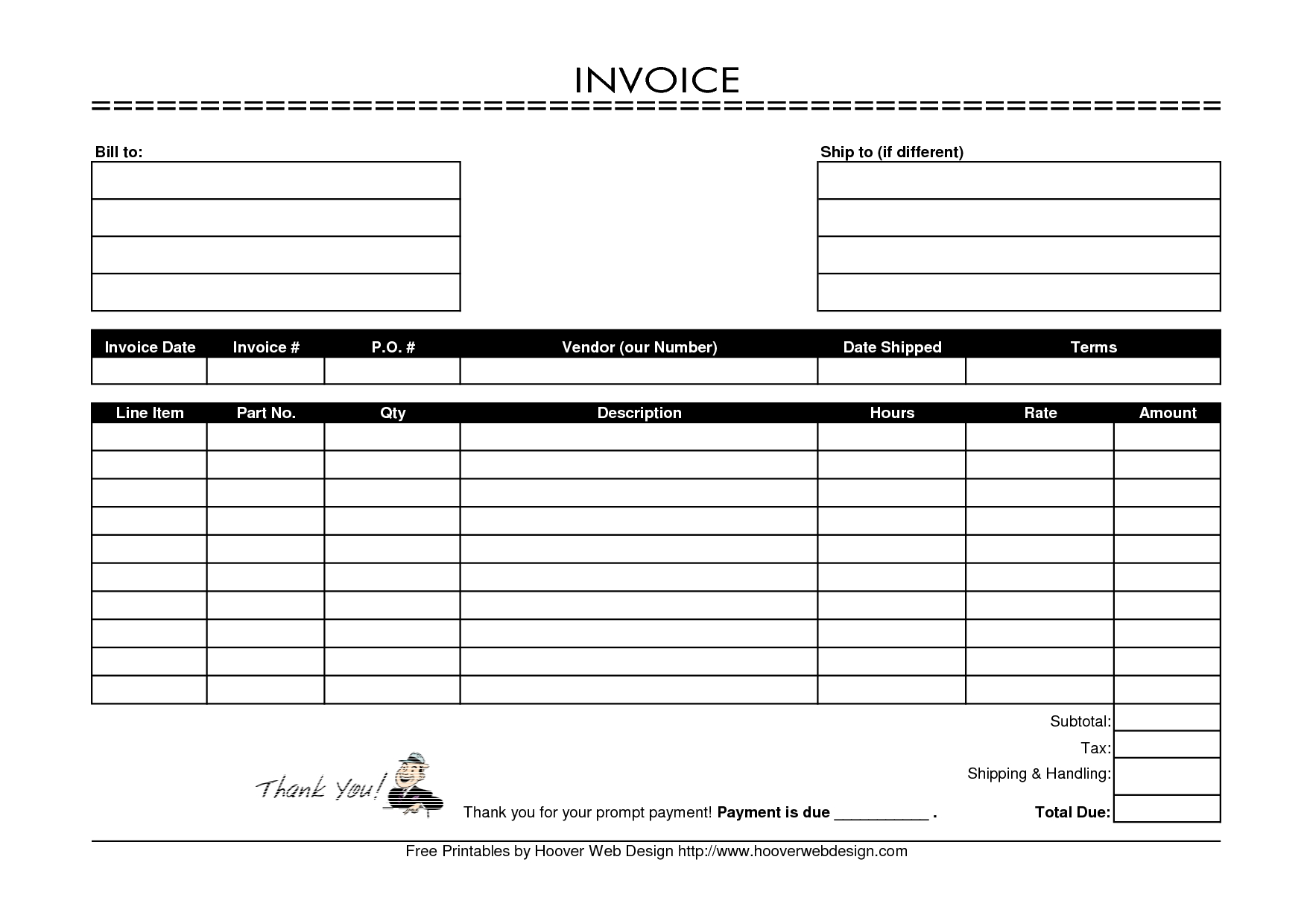 9 examples of printable invoice template and steps to create printable invoice template word