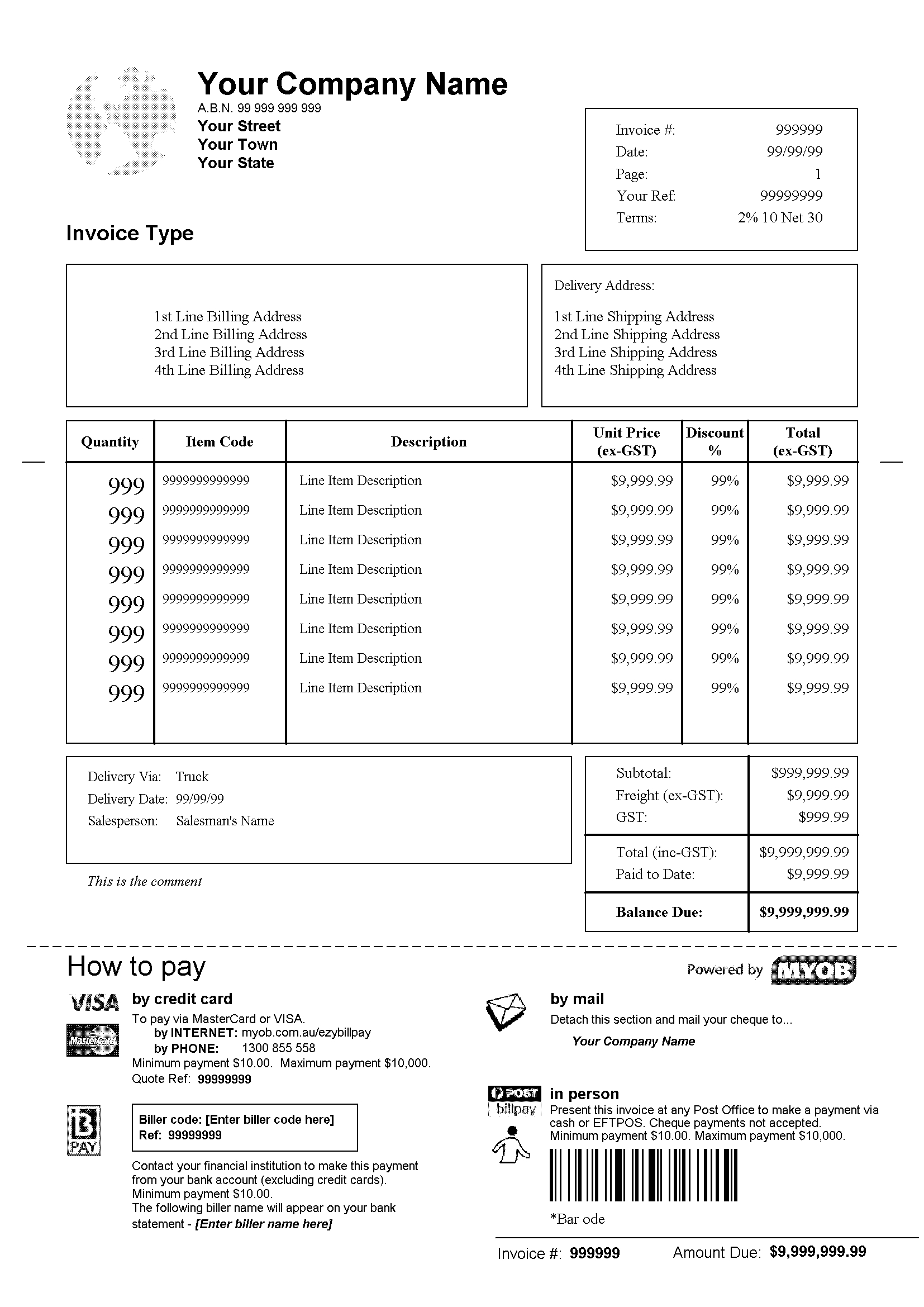 adjusting the line spacing on printed invoice myob community myob invoice templates