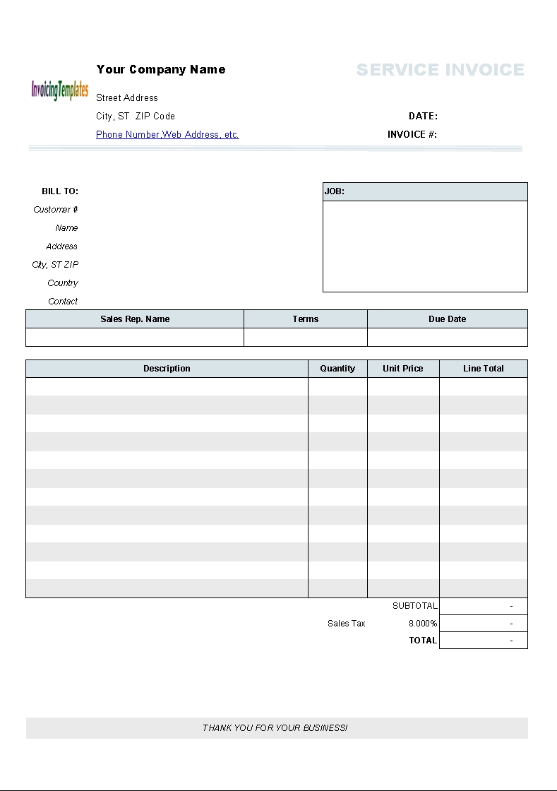 blank service invoice blank invoice blank invoice template excel