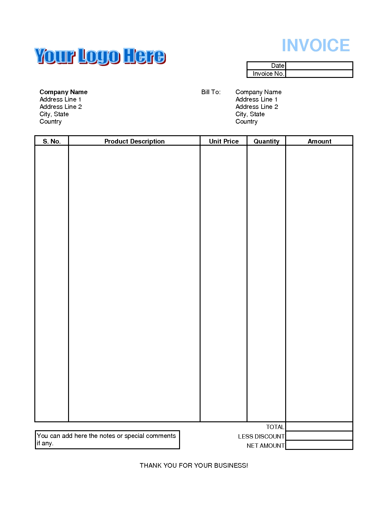 invoice template excel best template collection free basic invoice template