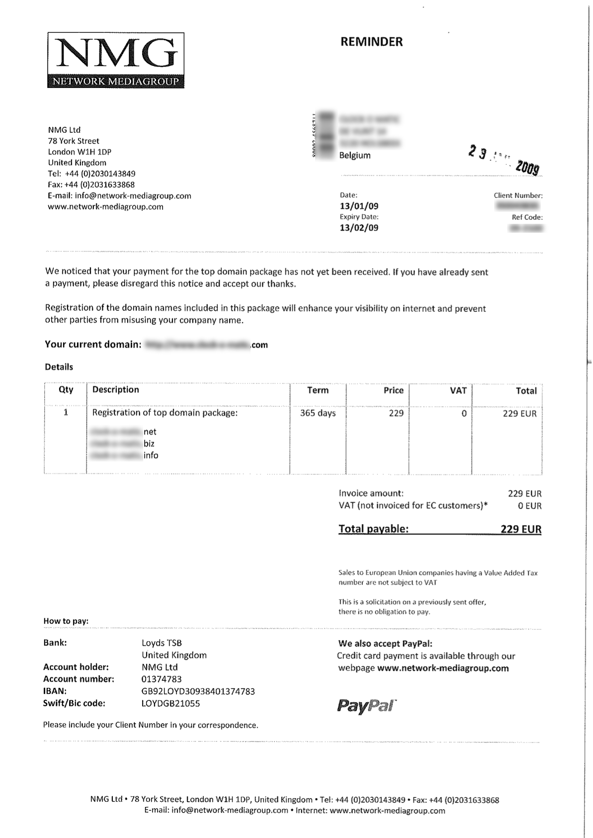 force payment of outstanding invoices