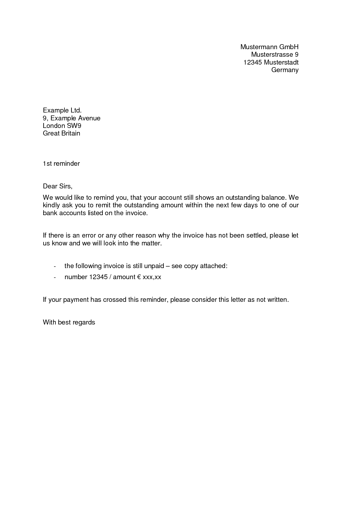 Outstanding Invoice Letter * Invoice Template Ideas