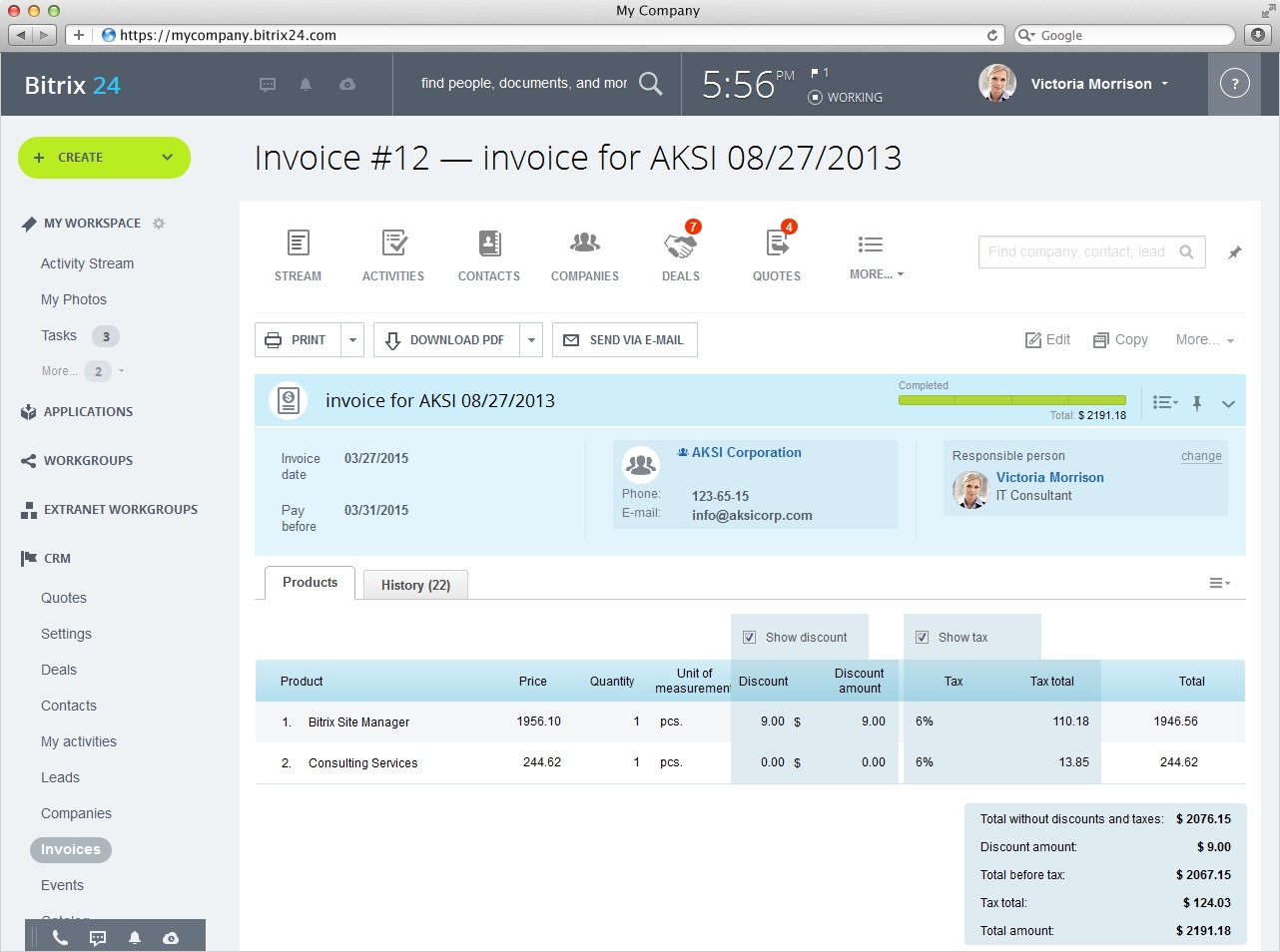 bitrix24 crm with invoicing open source invoice