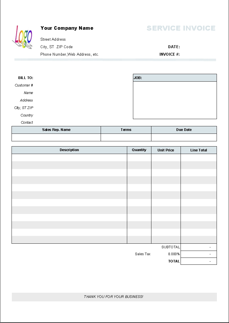 blank service invoice blank invoice free invoice template