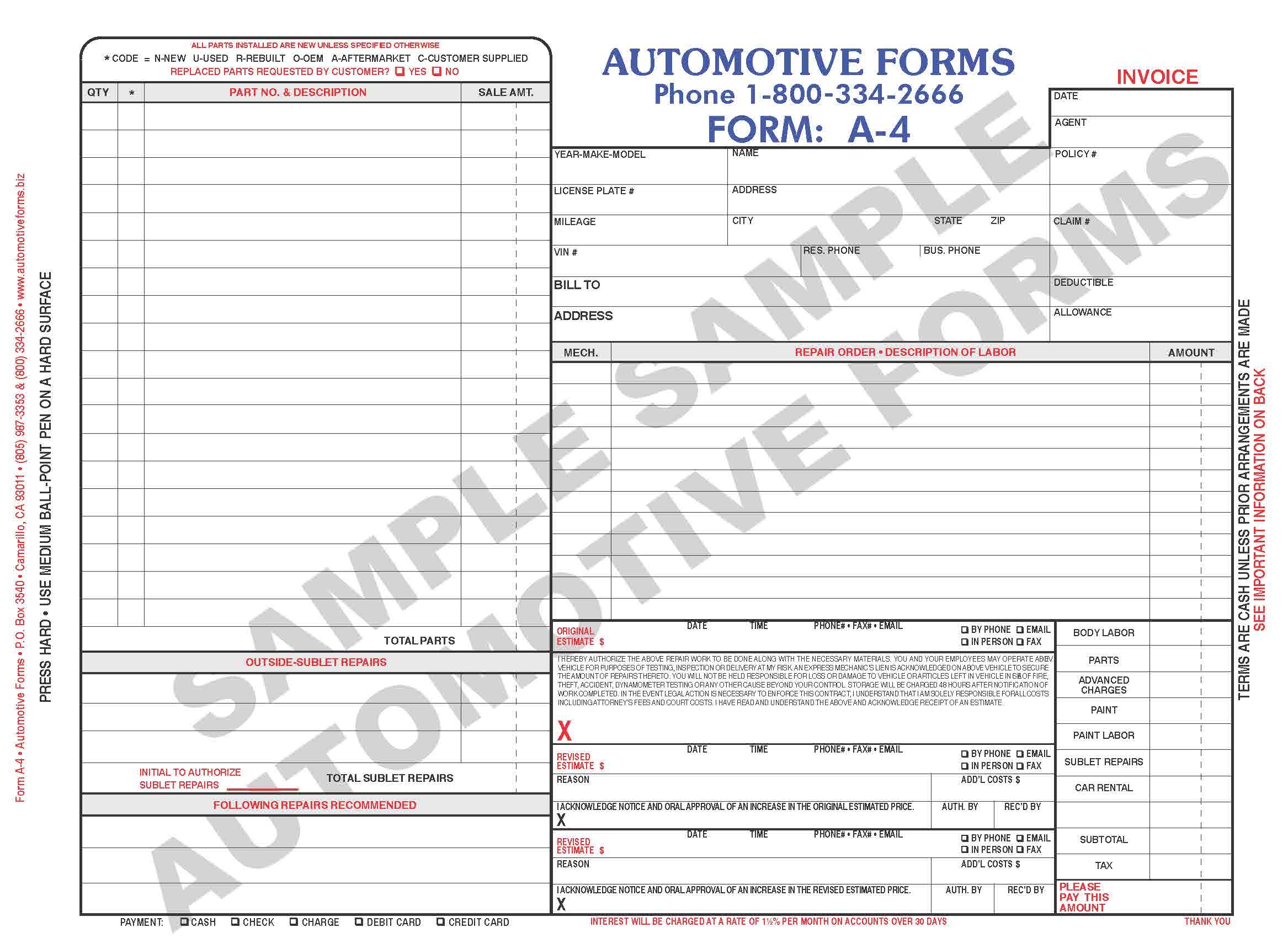 body shop invoice body shop invoice template