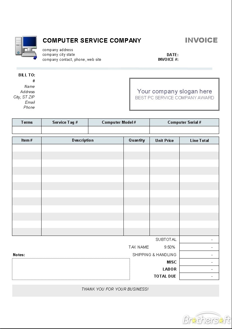 download free computer service invoice template computer service small business invoice template free