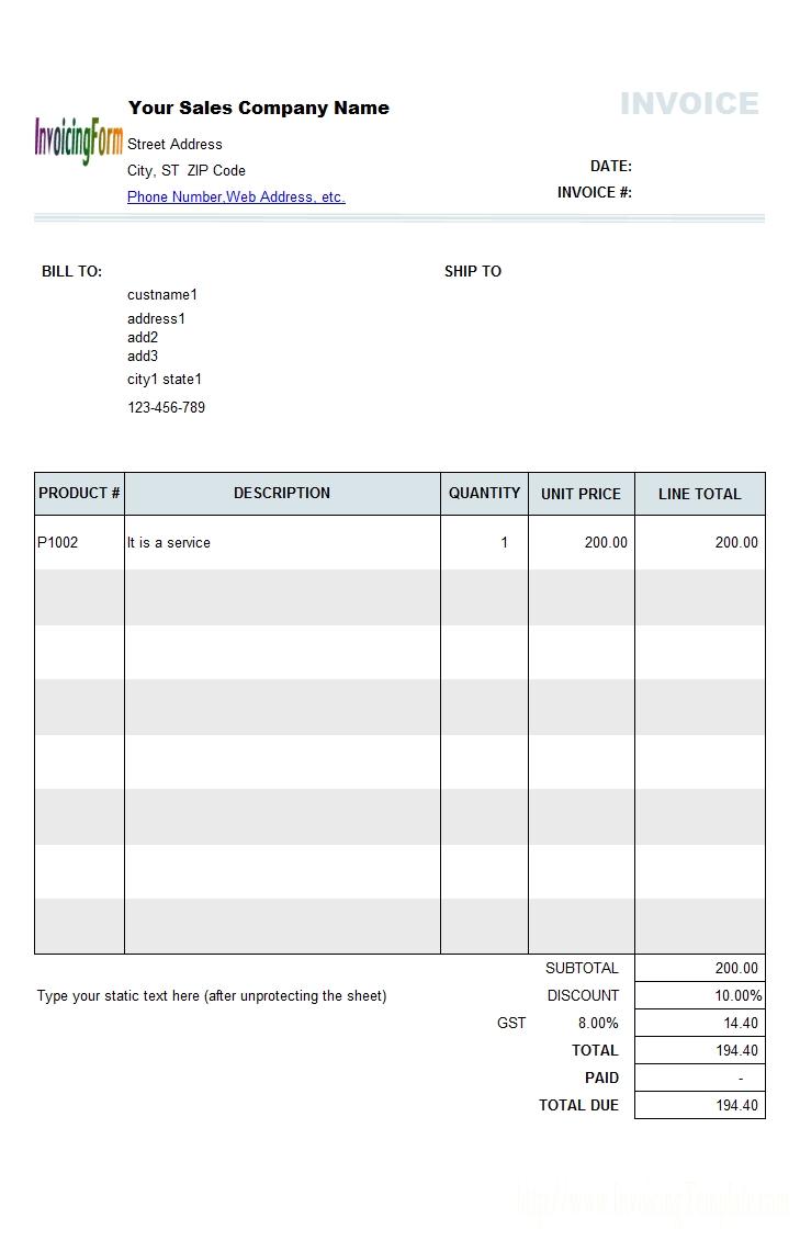 form of invoice sales invoice form discount percentage printed 729 X 1131
