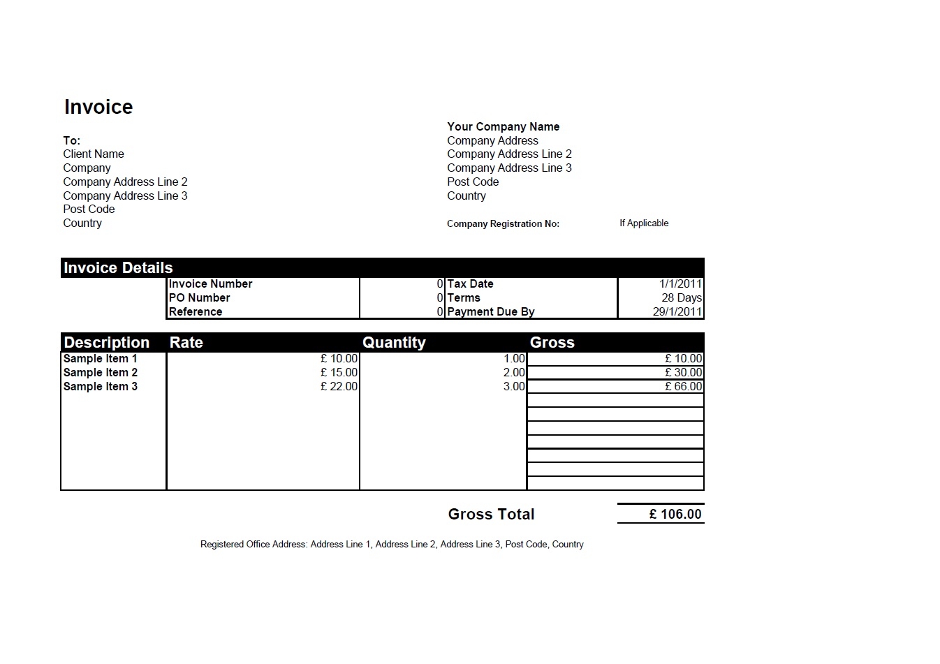 open office invoice template simple