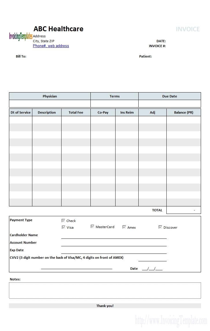 free medical invoice template 1 print invoices online