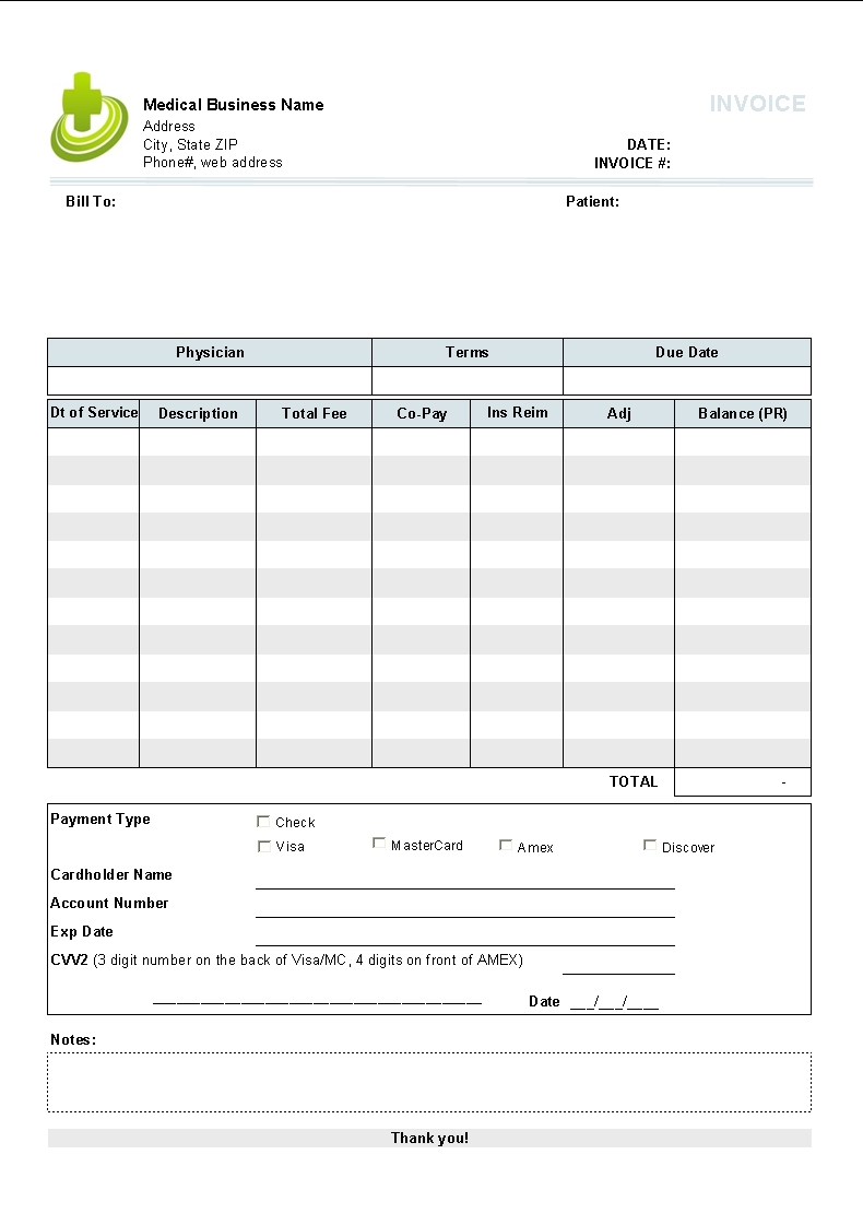 free medical invoice template printable medical forms letters printable billing invoice