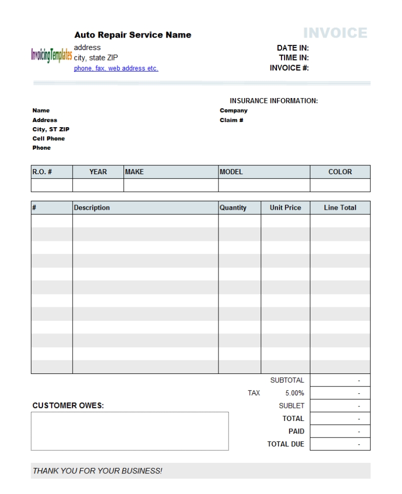 free repair invoice template 10 results found uniform invoice blank auto repair invoice