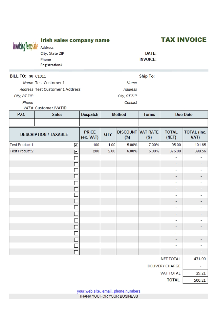 vat invoice format