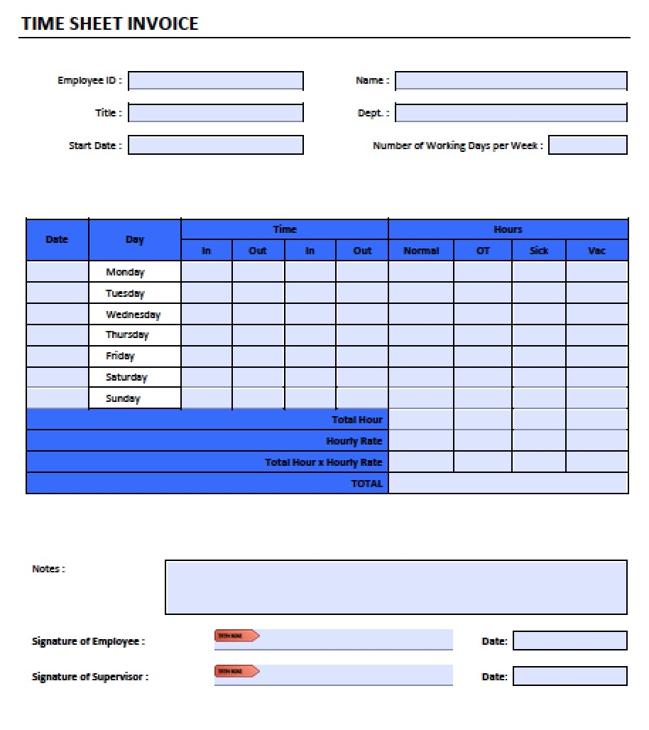 free timesheet invoice template excel pdf word doc timesheet invoice template