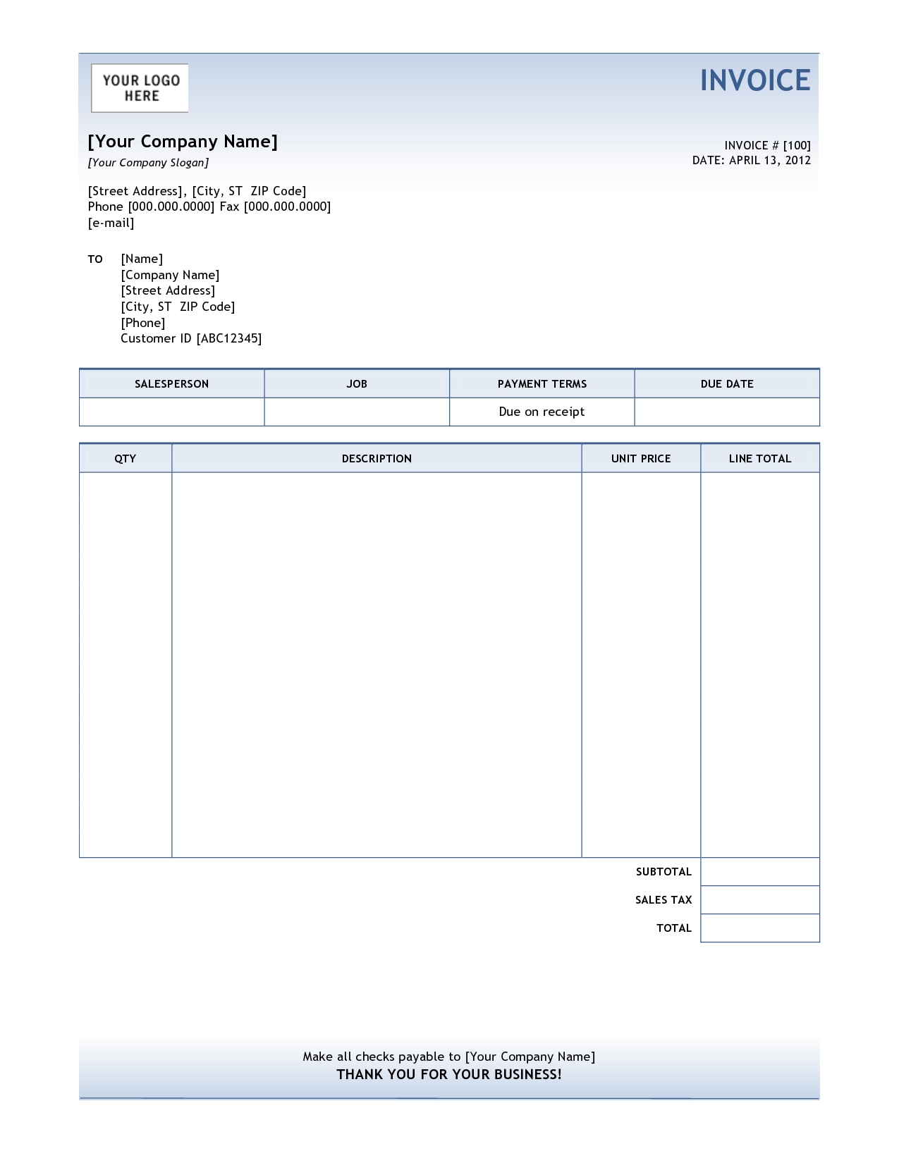 invoice format in word file 10 examples and the information in sales invoice sample word 1275 X 1650