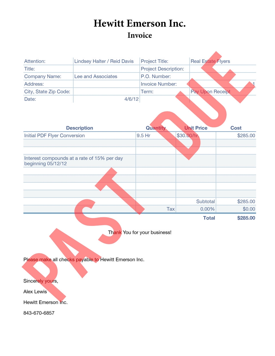 statutory interest on unpaid invoices