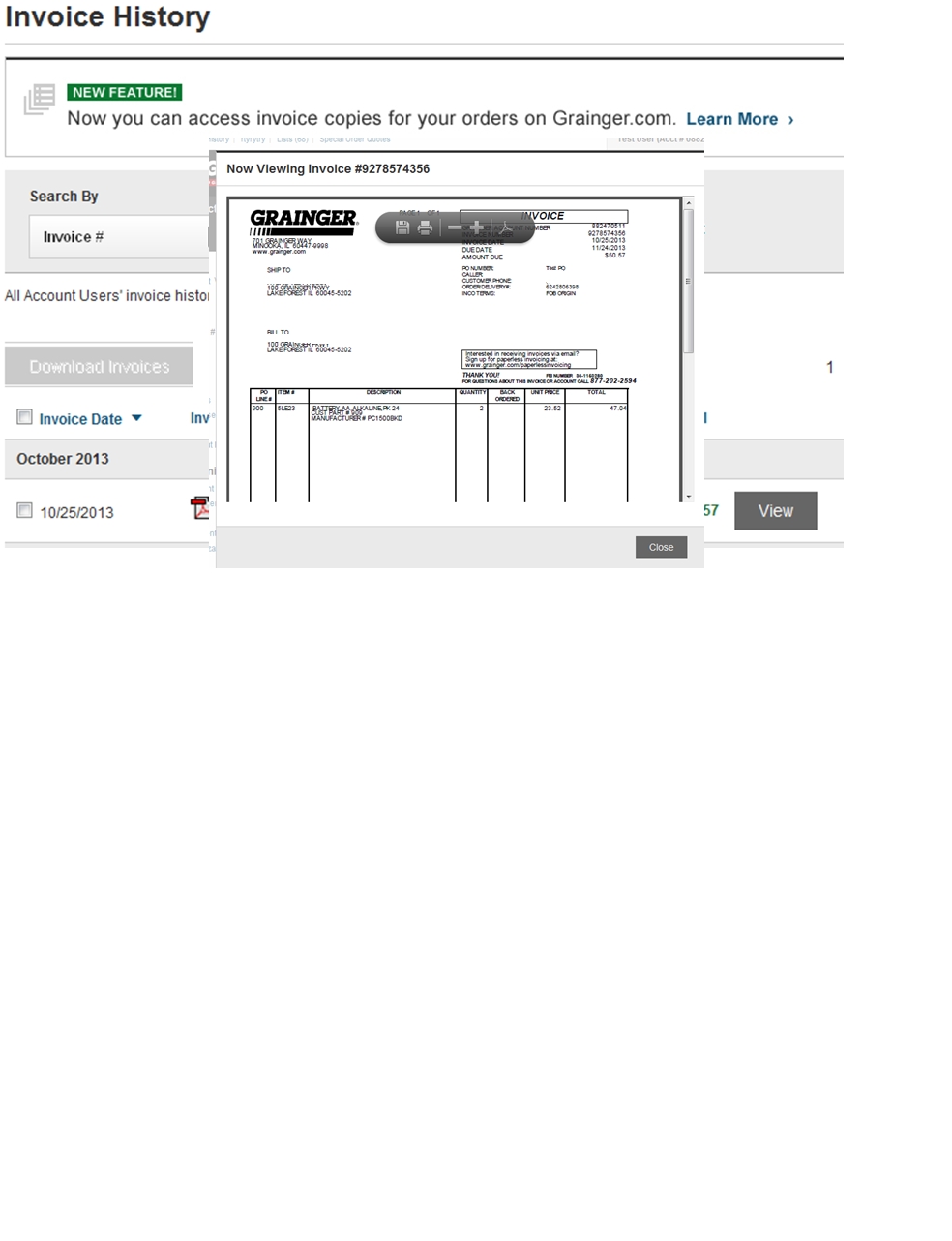 invoices online grainger industrial supply print invoices online
