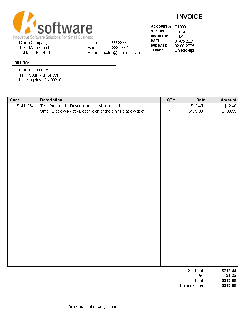 kbilling help invoice template with logo