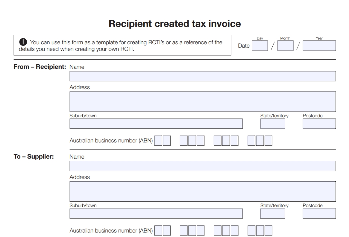 recipient created tax invoice template free download e bas ato invoice template