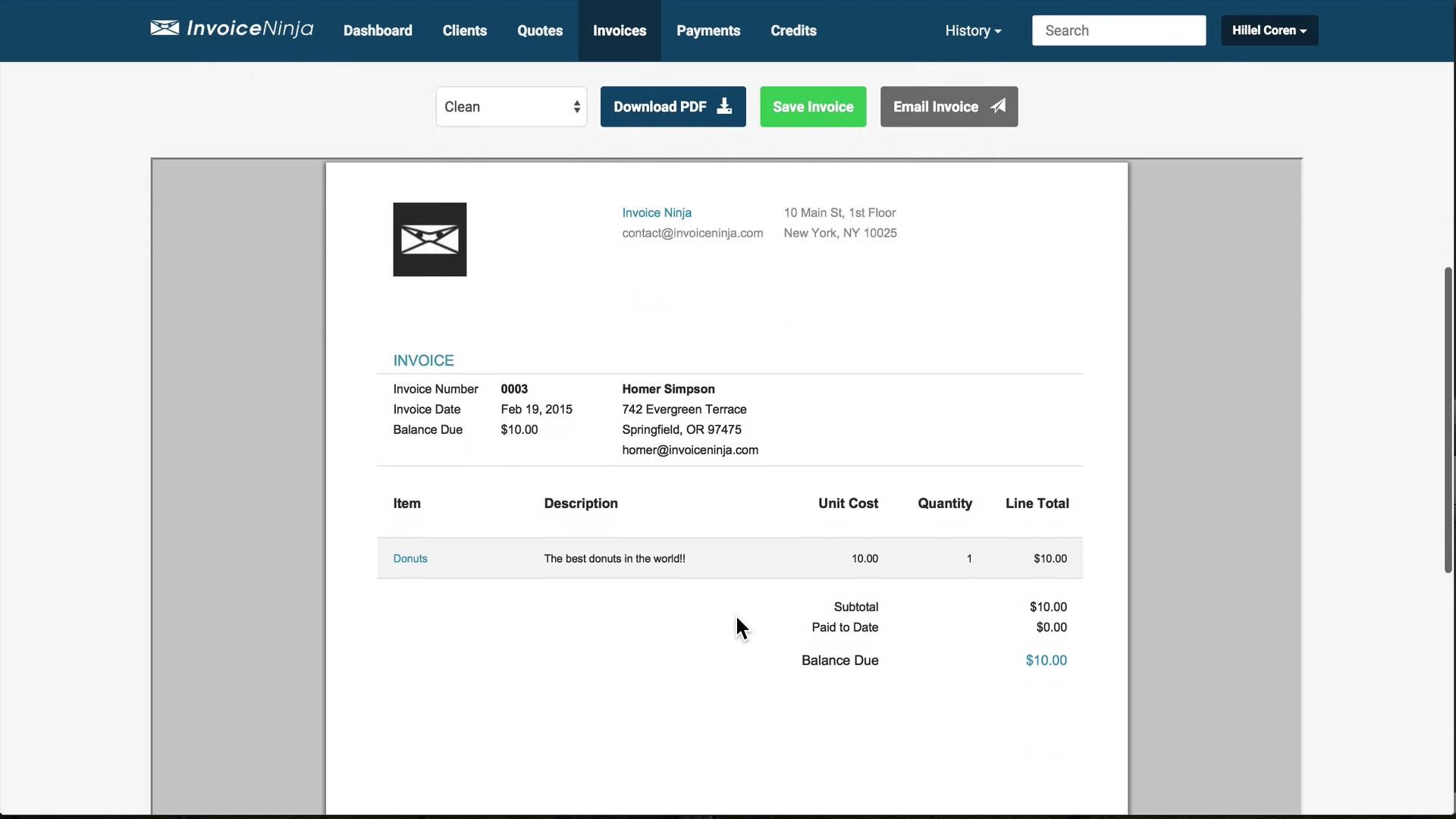 send invoices with stripe using invoice ninja free and open send free invoice