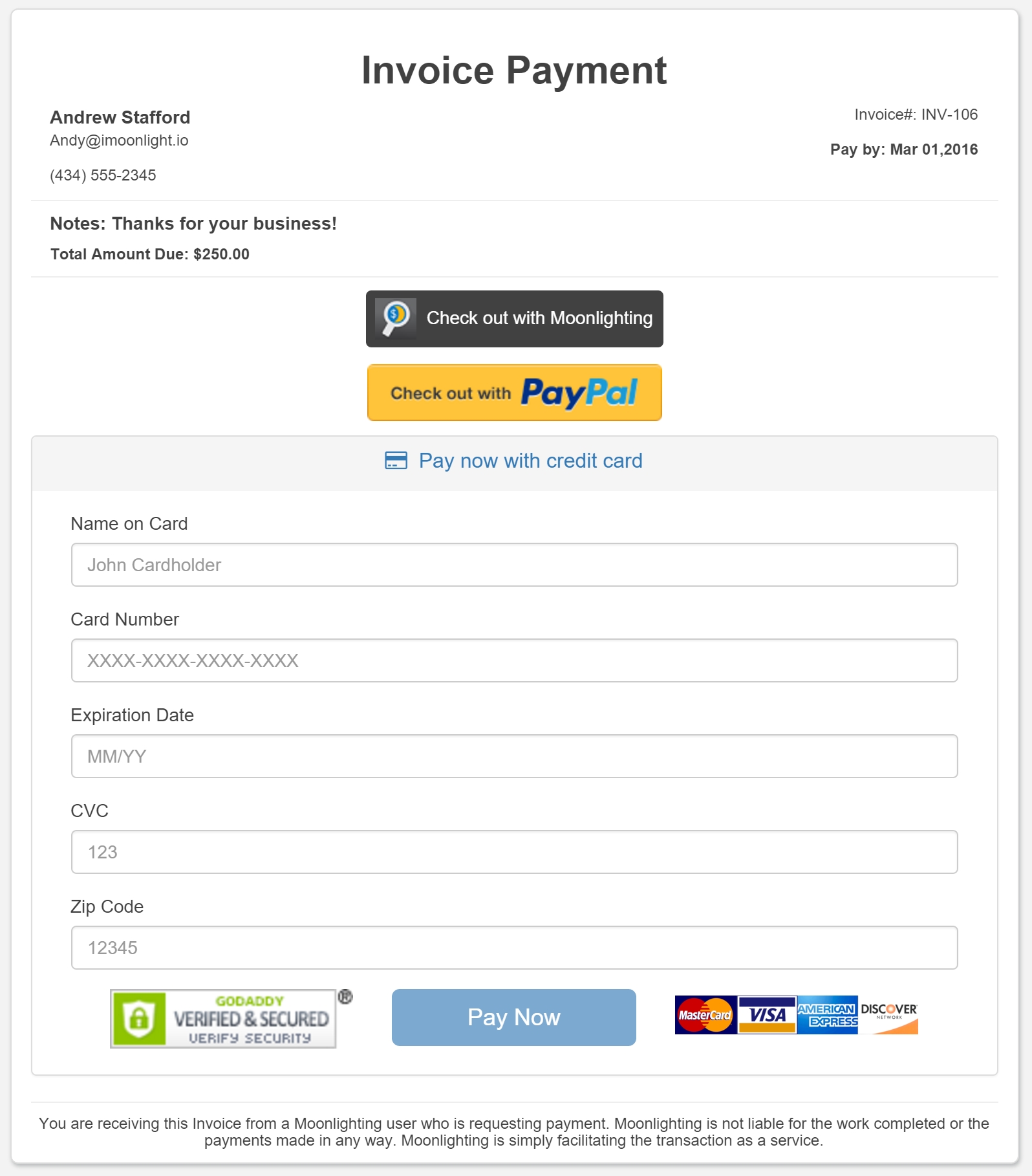 send your first paperless bill moonlighting send paypal invoice