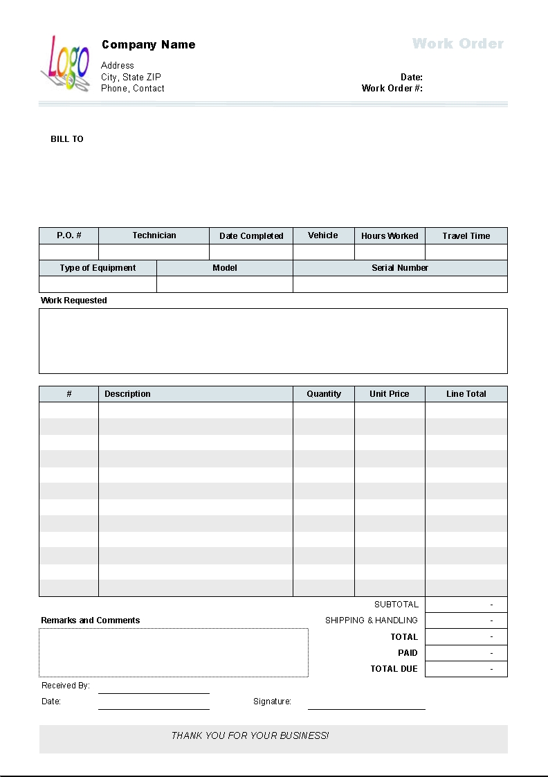 work order invoice work order template uniform invoice software 792 X 1122