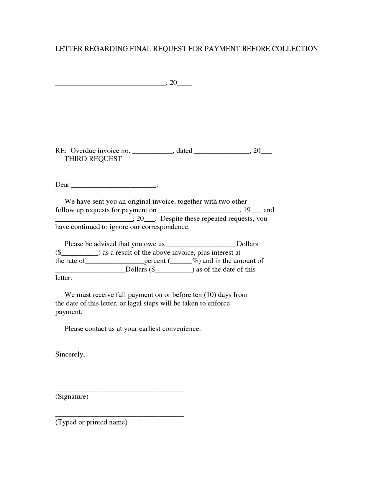 17 best photos of final payment letter final payment demand invoice letter for payment