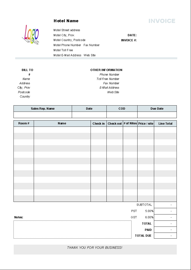 accounting invoice template hotel invoice template 110 free download 793 X 1118