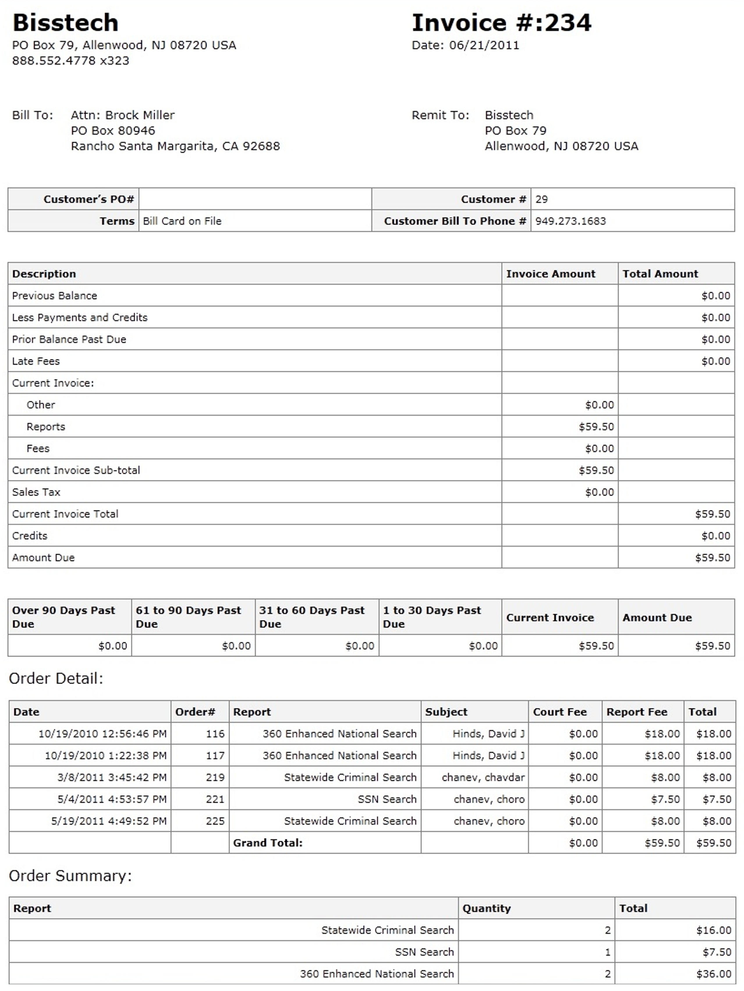 automated billing for background check and employment screening late payment fees on invoices