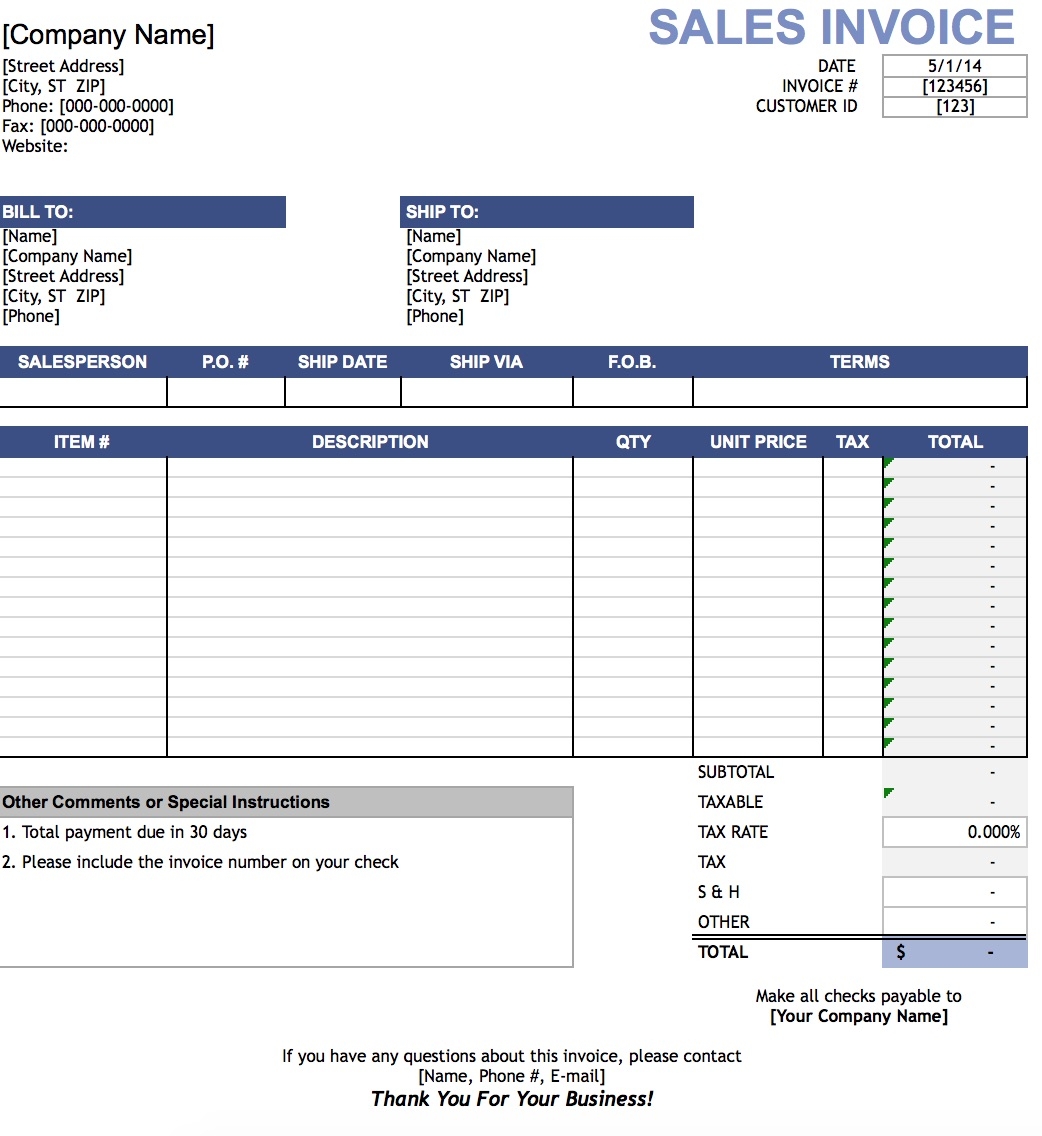 fillable invoice template word