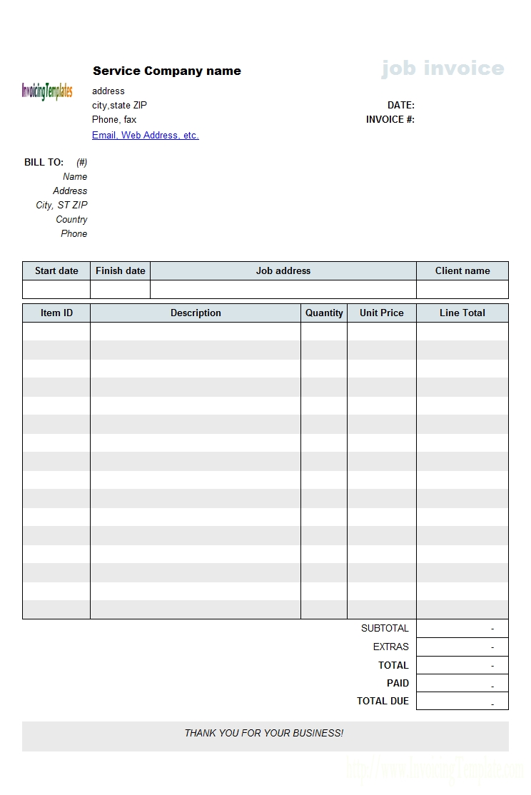 free job invoice template invoice template excel 2003