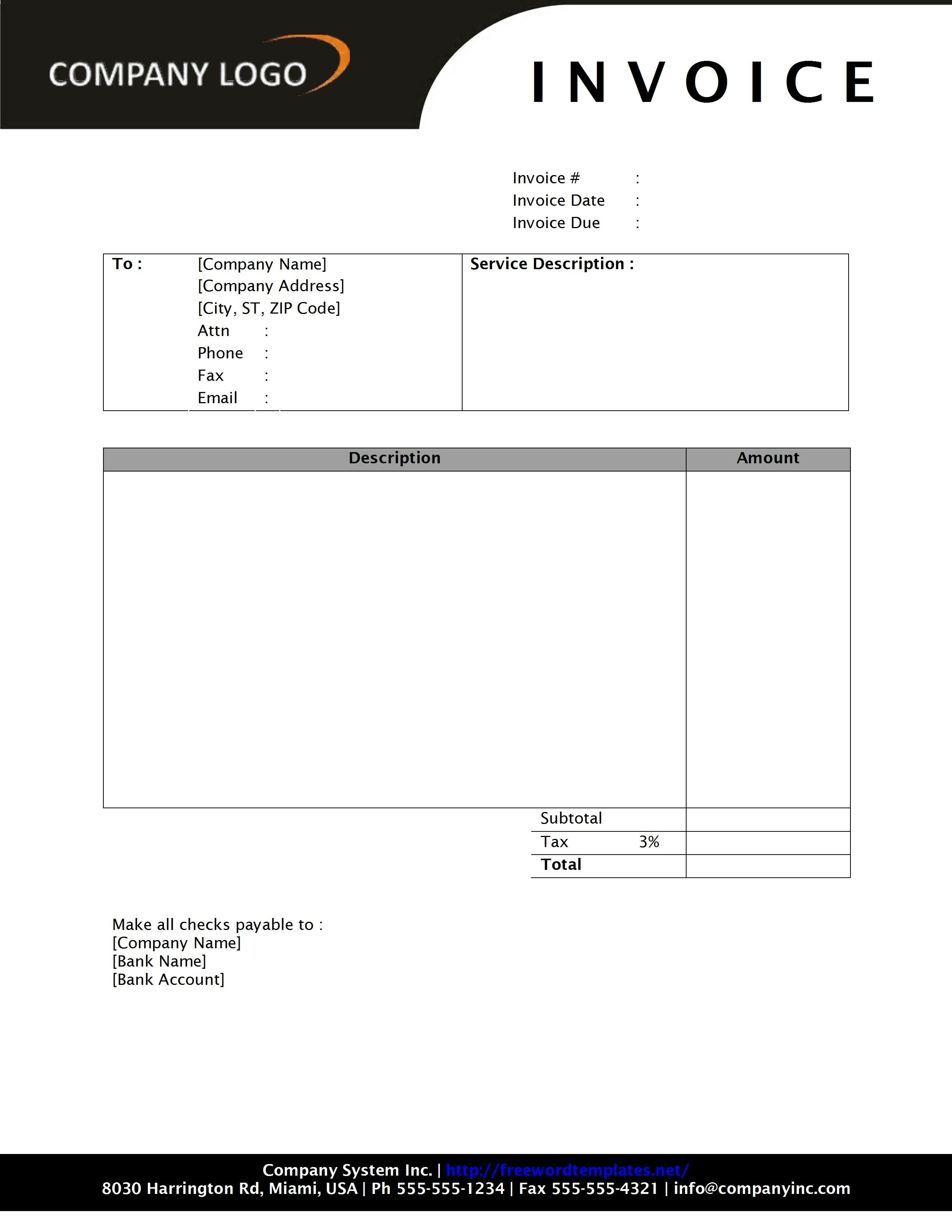 Catering Invoice Template Word
