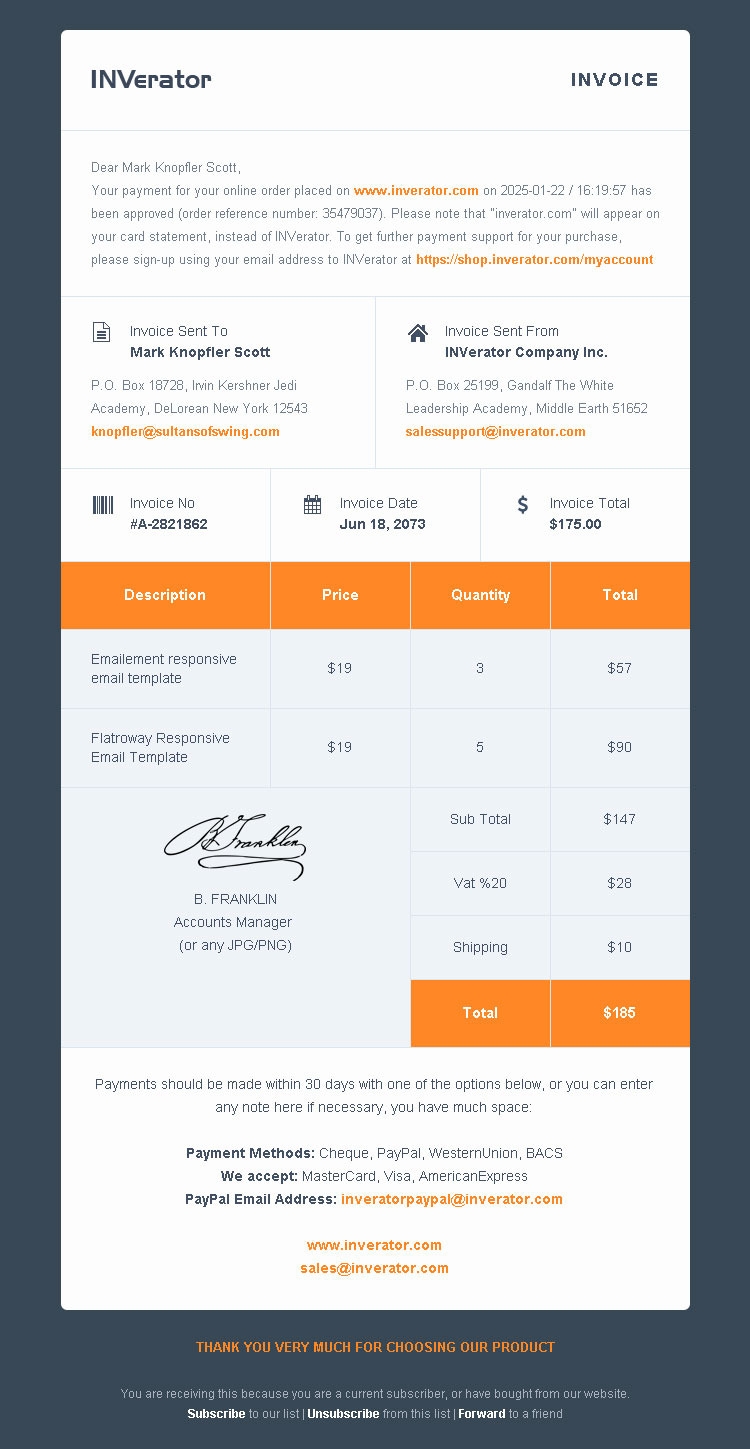invoice email template invoice template payment receipt email builder marketing 750 X 1449
