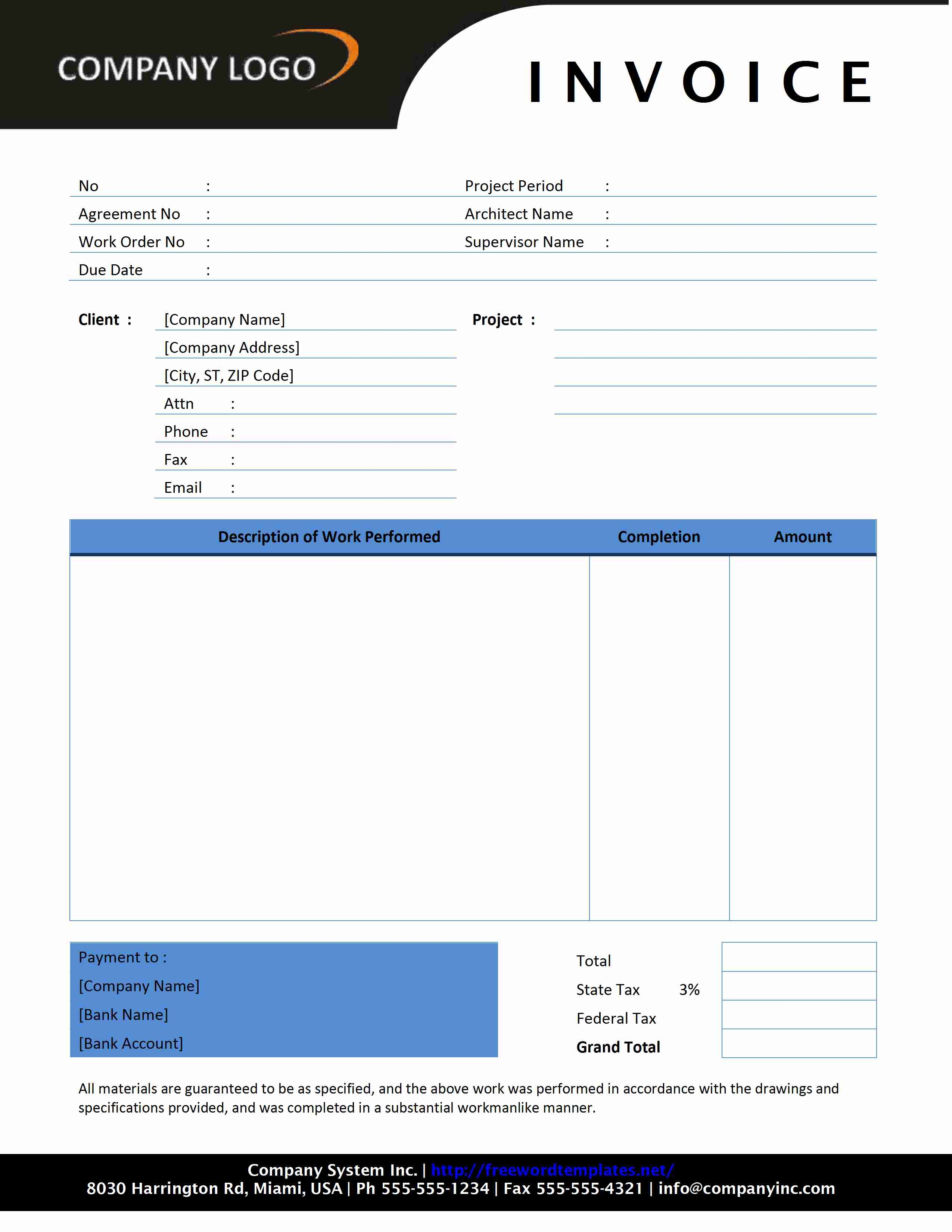 Sample Invoice Word Format