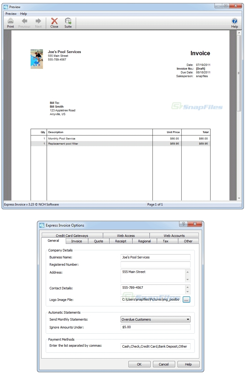 nch express invoice