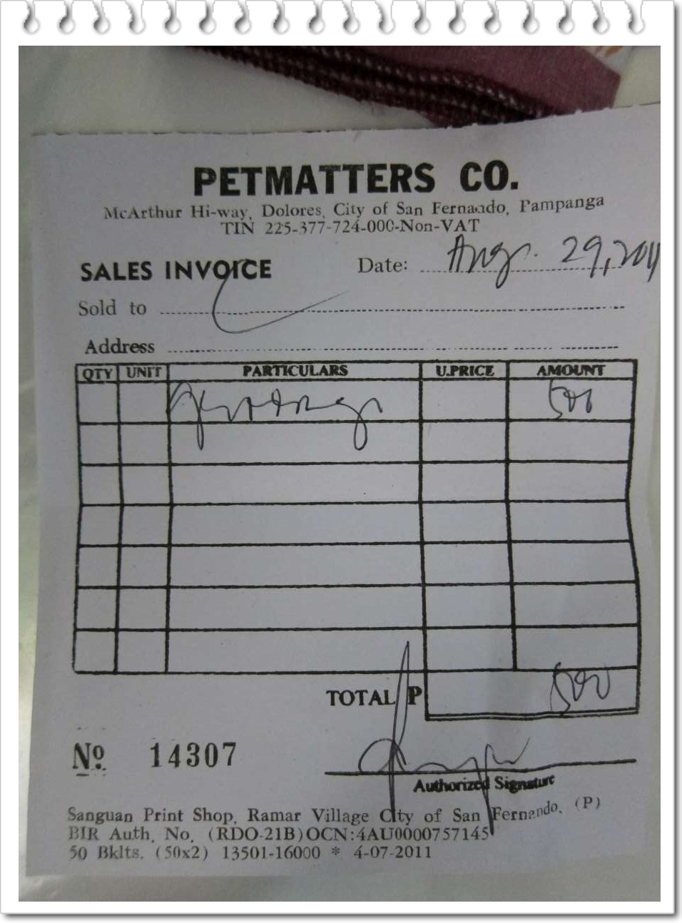 pet matters in dolores san fernando at wit39s end sales invoice receipt