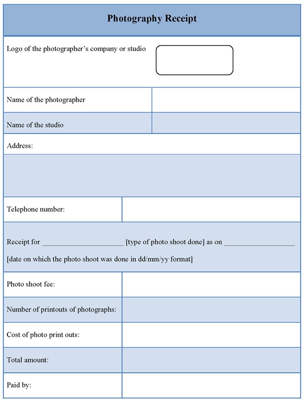 Free Photography Invoice Template