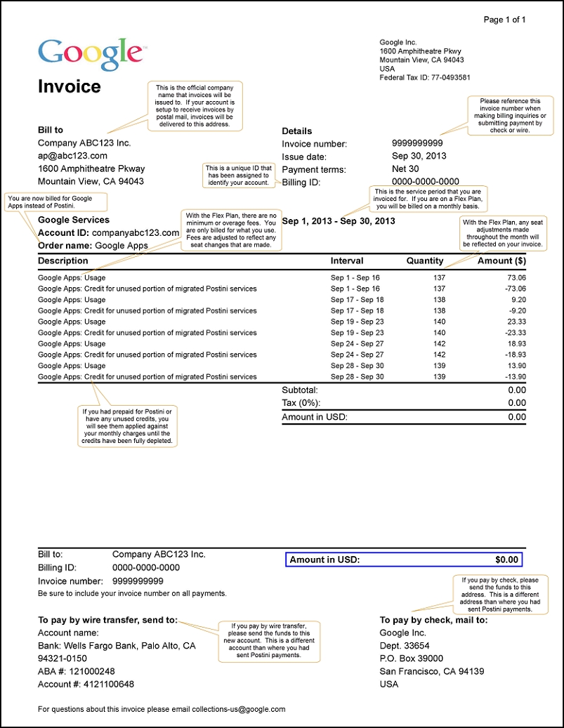 pricing and billing postini transition resource center 30 day invoice