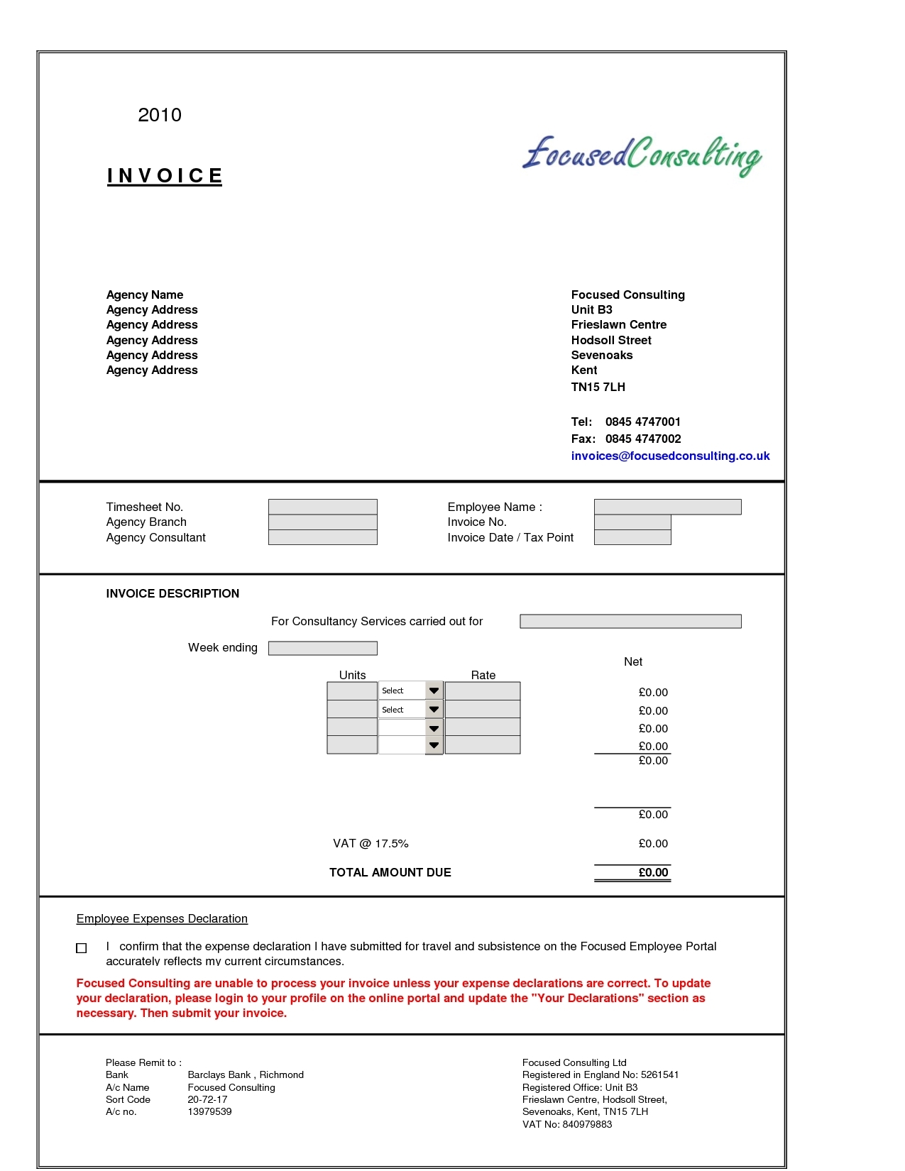 sample invoice consulting services