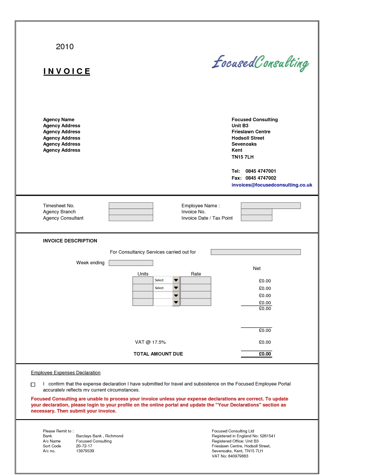 consultant invoice template professional service