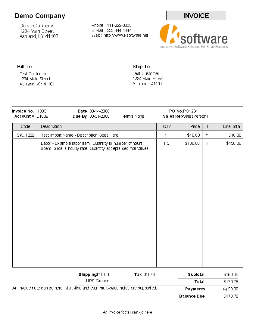 creating invoices in method
