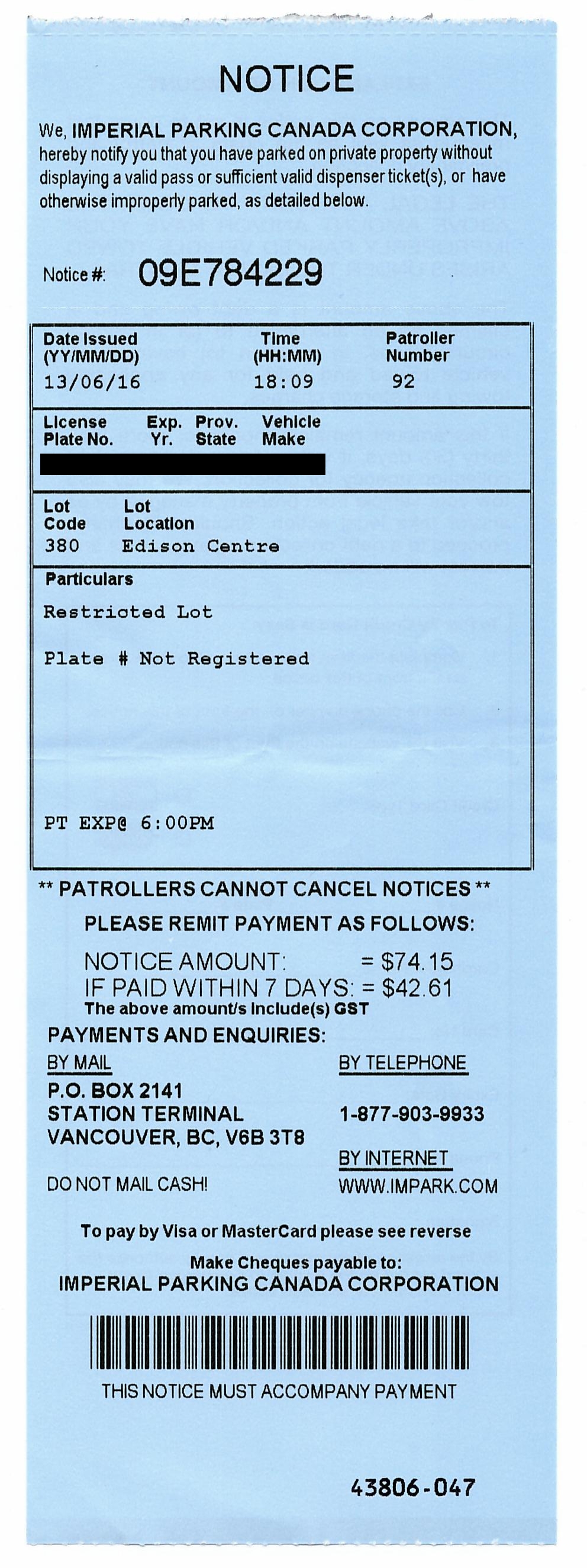 scumbag impark. | acurrie parking invoice ticket