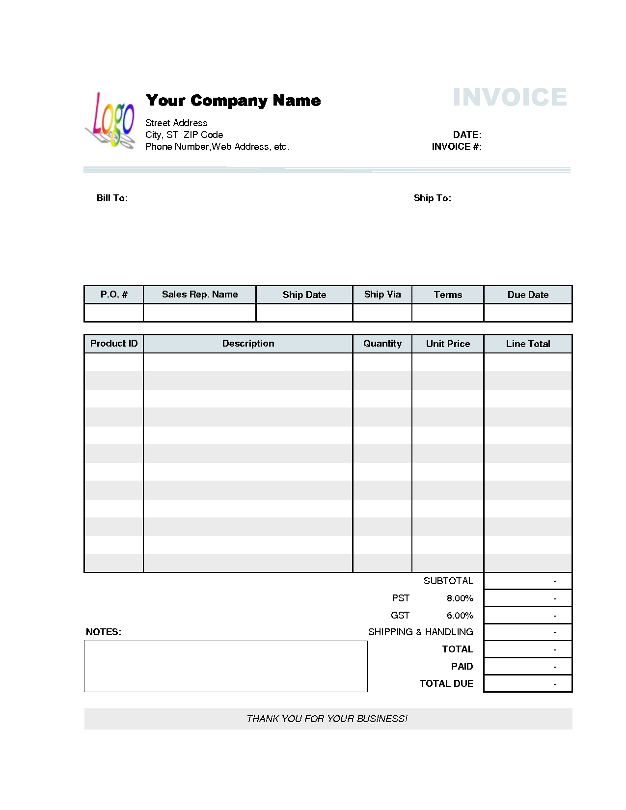 Invoice Template For Excel 2010 * Invoice Template Ideas