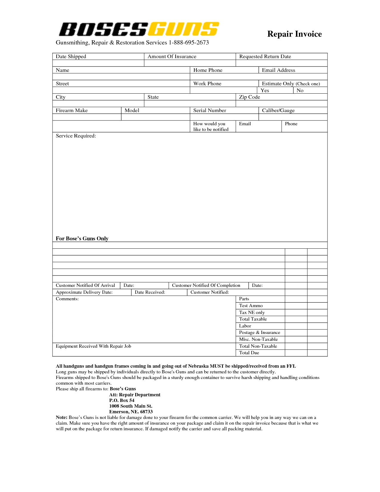 Home Repair Invoice * Invoice Template Ideas