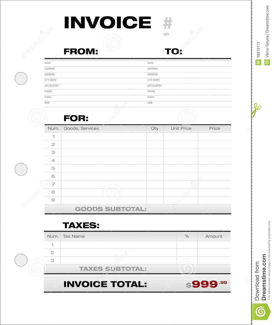 blank invoice stock photos image 16819173 download blank invoice