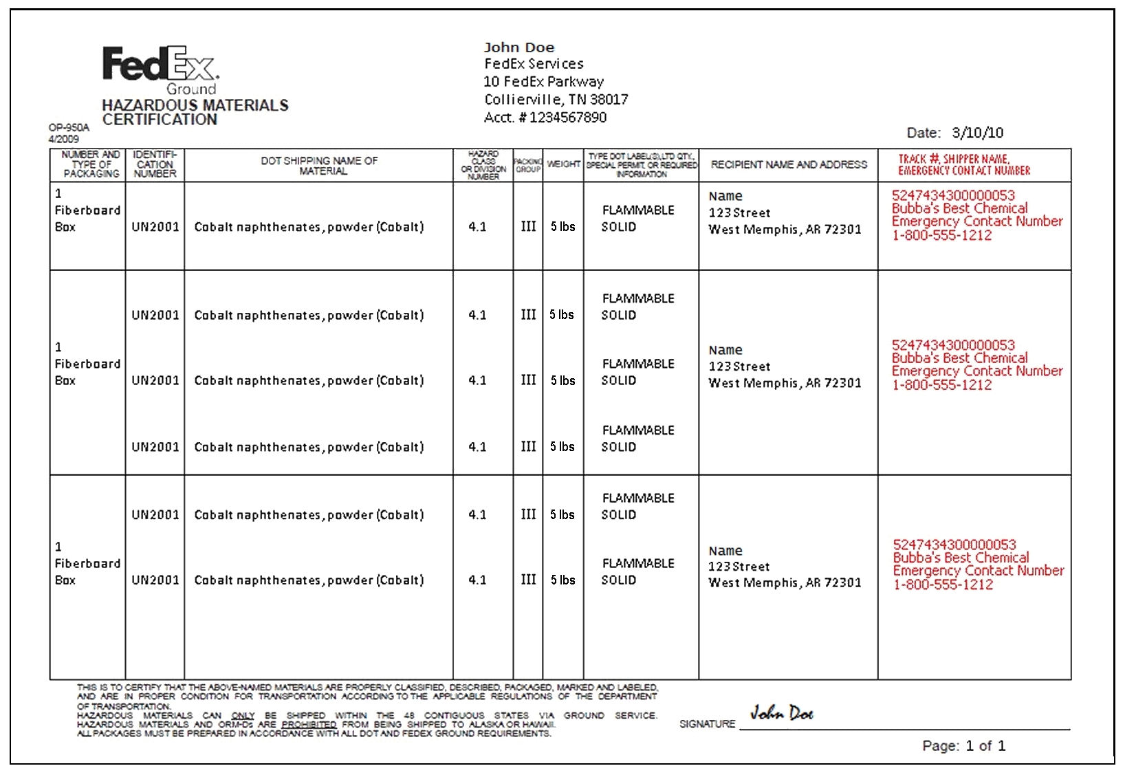 commercial invoice template for fedex