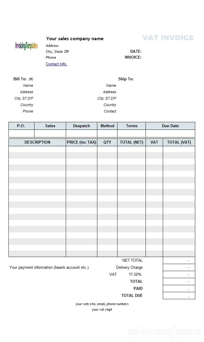 ms excel invoice template free